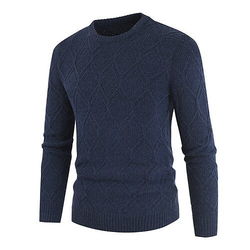 

Men's Pullover Sweater jumper Waffle Knit Cropped Knitted Solid Color Crew Neck Basic Stylish Outdoor Daily Clothing Apparel Fall Winter Blue Army Green M L XL / Cotton / Long Sleeve / Long Sleeve