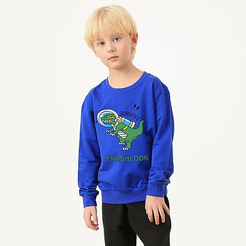 

Kids Boys Hoodie Pants Clothing Set 2 Pieces Long Sleeve Green White Black Dinosaur Vacation Fashion Cool 3-10 Years