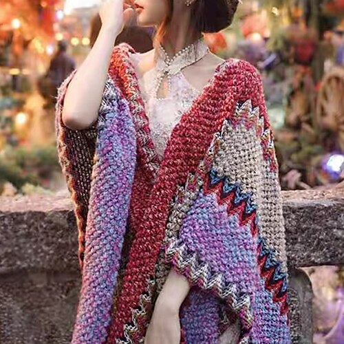

Women's Women's Shawls Wraps Outdoor Dailywear Holiday Red Blue Scarf Color Block
