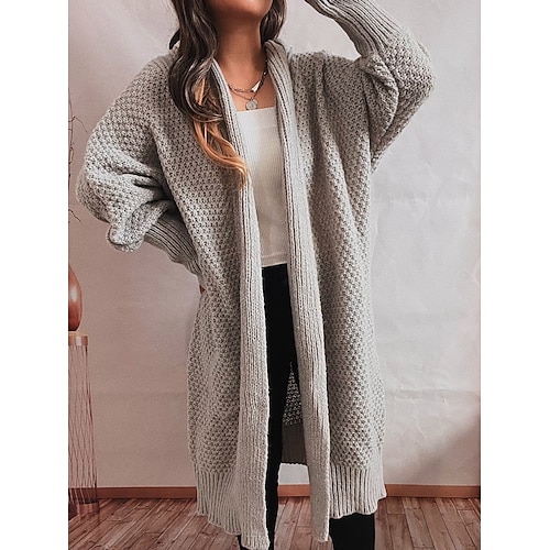 

Women's Cardigan Sweater Jumper Chunky Knit Tunic Knitted Solid Color Open Front Stylish Casual Home Daily Batwing Sleeve Winter Fall Pink Army Green S M L / Long Sleeve / Loose Fit