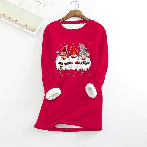 

Women's Plus Size Tops Christmas Pullover Sweatshirt Hoodie Sweatshirt Graphic Santa Claus Long Sleeve Crewneck Streetwear Daily Polyester Fall Winter Blue Red / Sunflower