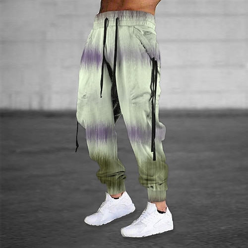 

Men's Sweatpants Joggers Trousers Drawstring Side Pockets Elastic Waist Graphic Prints Comfort Breathable Sports Outdoor Casual Daily Cotton Blend Terry Streetwear Designer Green Blue Micro-elastic