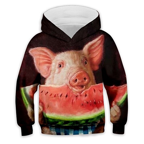 

Kids Girls' Hoodie Animal Outdoor 3D Print Long Sleeve Pocket Fashion 3-13 Years Winter Black