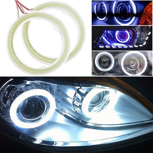 

OTOLAMPARA 1 Pair 60-120mm Diameter Optional LED Car Angel Eyes Bulb Halo Ring Lamp Car Daytime Running Light DRL Fog Light 12-24V White Yellow Red Blue Signal Lamp