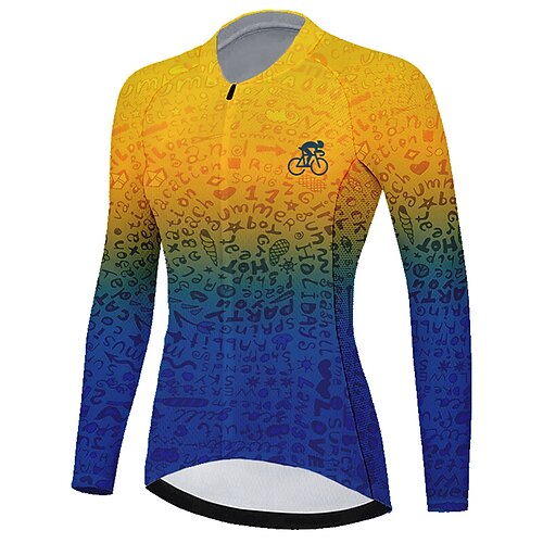 

21Grams Women's Cycling Jersey Long Sleeve Bike Top with 3 Rear Pockets Mountain Bike MTB Road Bike Cycling Breathable Quick Dry Moisture Wicking Reflective Strips Yellow Polyester Spandex Sports