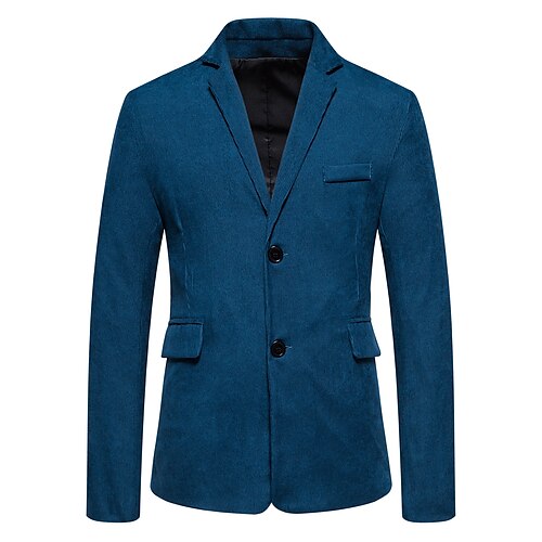 

Men's Blazer Daily Wear Vacation Going out Spring Fall Regular Coat Regular Fit Minimalist Casual Daily Traditional / Classic Jacket Long Sleeve Pure Color Ocean Blue