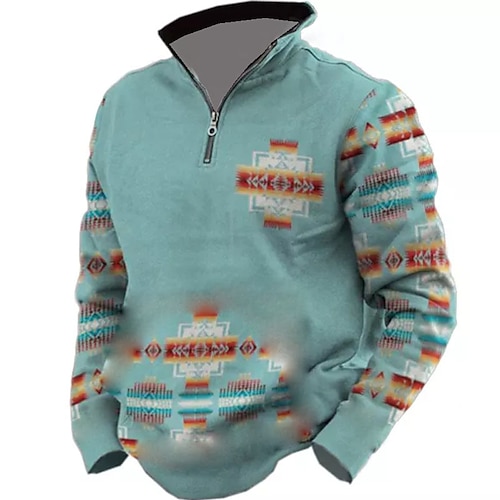 

Men's Unisex Zip Up Sweatshirt Pullover Blue Half Zip Graphic Prints Zipper Print Daily Sports 3D Print Boho Designer Casual Spring & Fall Clothing Apparel Hoodies Sweatshirts Long Sleeve