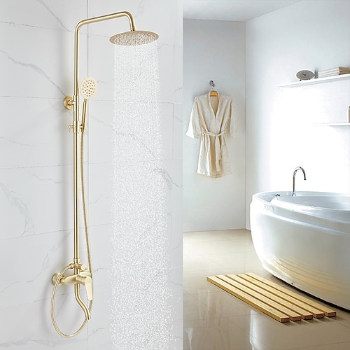 

Shower Faucet,Shower System Rainfall Shower Head System Body Jet Massage Set - Handshower Included pullout Multi Spray Shower Contemporary Vintage Style Electroplated Mount Inside Ceramic Valve