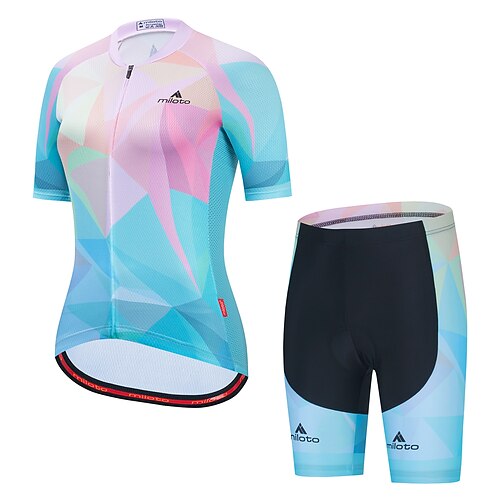 

Miloto Women's Cycling Jersey with Shorts Short Sleeve PinkWhite Graffiti Bike Clothing Suit Reflective Strips Polyester Sports Graffiti Clothing Apparel / Stretchy