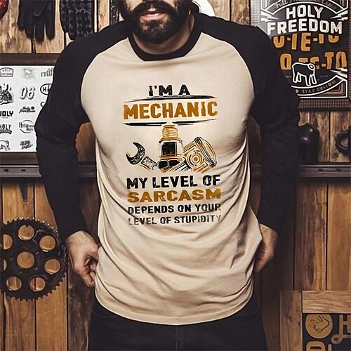 

Men's T shirt Tee Graphic Letter Crew Neck Blue Red Brown Hot Stamping Street Daily Long Sleeve Patchwork Print Clothing Apparel Fashion Designer Casual Comfortable / Sports