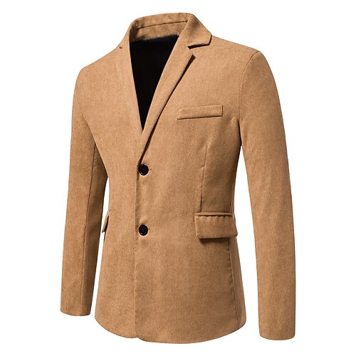 

Men's Blazer Daily Wear Vacation Going out Spring Fall Regular Coat Regular Fit Minimalist Casual Daily Traditional / Classic Jacket Long Sleeve Pure Color Yellow