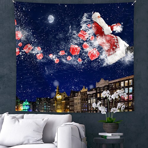 

Christmas Tapestry Photography Background Xmas Santa Claus Reindeer Tree Art Decor Blanket Curtain Picnic Tablecloth Hanging Home Bedroom Dorm Decoration Show Gift