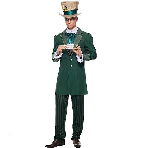 

Alice in Wonderland Mad Hatter Pants Cosplay Costume Outfits Men's Movie Cosplay Cosplay Halloween Green Coat Vest Pants Masquerade Polyester / Collar / Collar