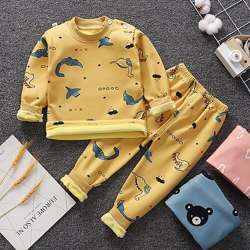 

2 pezzi Bambino Unisex Felpa con cappuccio e pantaloni Completo Vestito Animali Cartoni animati Manica lunga Impostare Al coperto Fantastico Informale Inverno Autunno 2-6 anni Verde Blu Giallo