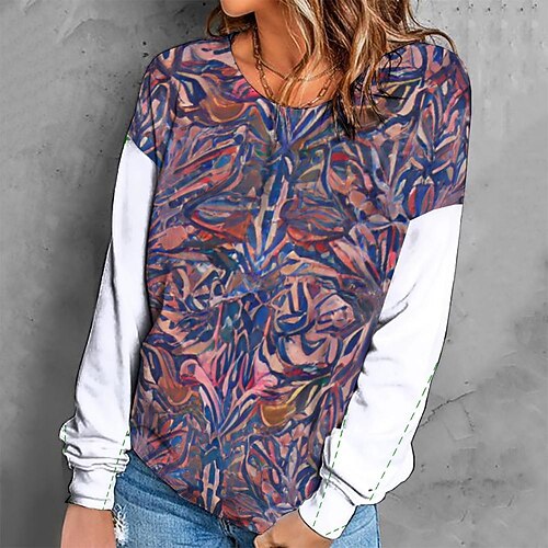 

Women's Sweatshirt Pullover Retro Purple Graphic Geometric Tie Dye Casual Round Neck Long Sleeve S M L XL 2XL 3XL / Winter