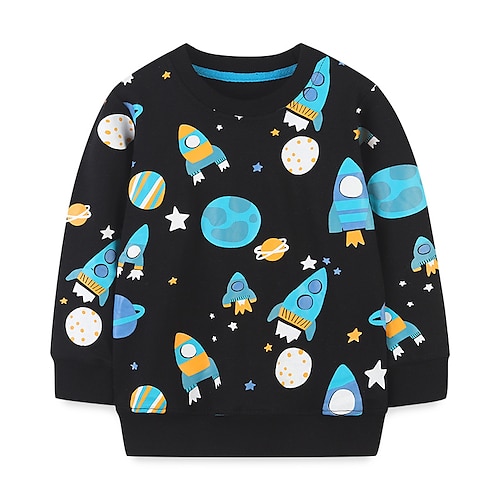 

Kids Boys Sweatshirt Cartoon Outdoor Long Sleeve Fashion Cotton 2-8 Years Winter Black