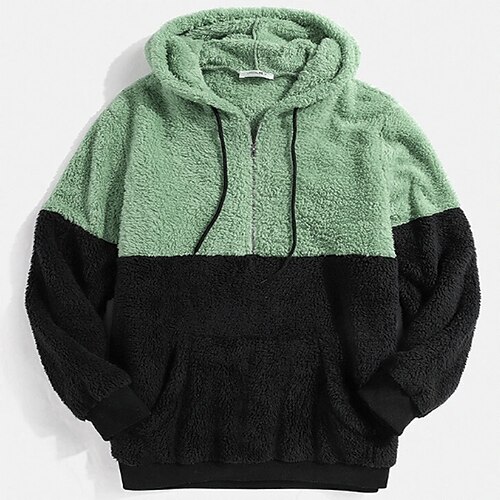 

Men's Fuzzy Sherpa Pullover Hoodie Sweatshirt Green Blue Purple Hooded Color Block Sports & Outdoor Streetwear Casual Big and Tall Winter Fall Clothing Apparel Hoodies Sweatshirts Long Sleeve