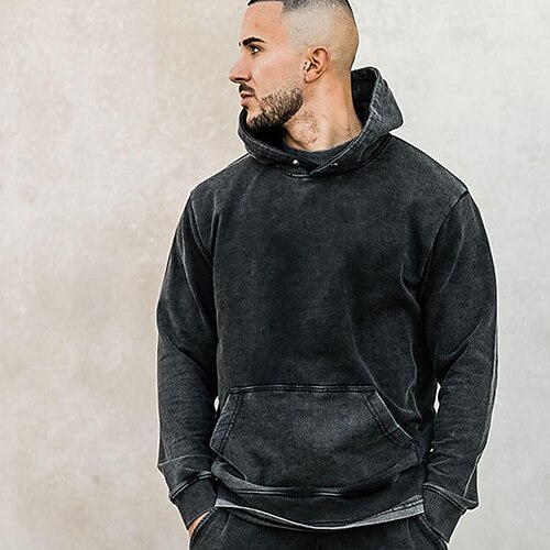 

Men's Pullover Hoodie Sweatshirt Pullover Hooded Solid Color Pocket Sports Outdoor Daily Sports Basic Streetwear Cool Clothing Apparel Hoodies Sweatshirts Long Sleeve Black / Spring / Fall