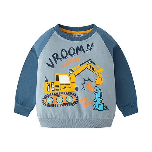 

Kids Boys Sweatshirt Cartoon School Long Sleeve Active 2-8 Years Winter Green Blue
