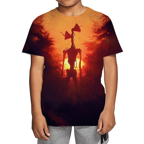 

Kids Boys T shirt Tee Short Sleeve 3D Print Graphic Crewneck Orange Children Tops Fall Winter Cool Outdoor Daily Regular Fit 4-12 Years