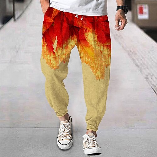 

Men's Joggers Trousers Beach Pants Drawstring Elastic Waist 3D Print Graphic Prints Flame Comfort Breathable Sports Outdoor Casual Daily Streetwear Designer White Black Micro-elastic / Elasticity