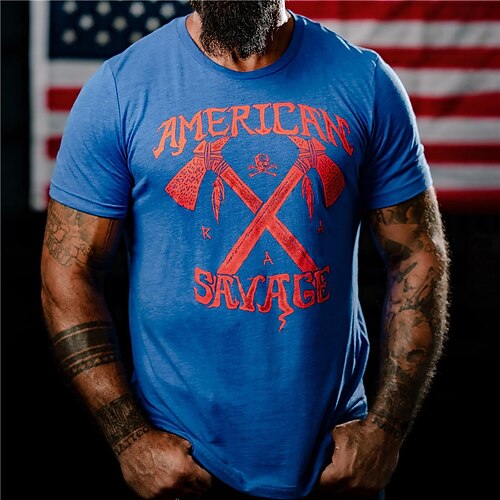 

Men's Unisex T shirt Tee Letter Graphic Prints Crew Neck Blue 3D Print Outdoor Street Short Sleeve Print Clothing Apparel Sports Designer Casual Big and Tall / Summer / Summer