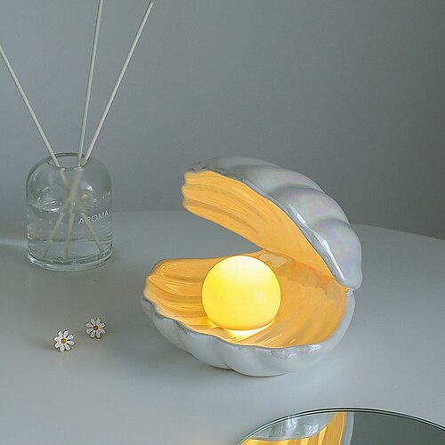 

Shell Night Light Table Lamp Decorative Artistic For Study Room / Office / Girls Room Plastic Pink