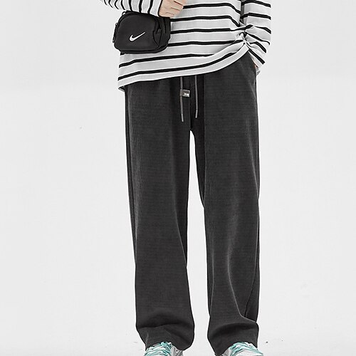 

Men's Trousers Casual Pants Pocket Drawstring Elastic Waist Camouflage Solid Colored Comfort Soft Daily Holiday Streetwear Streetwear Loose Black Dark Gray Micro-elastic / Wide Leg / Spring