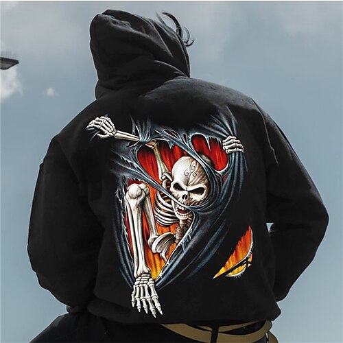 

Men's Unisex Pullover Hoodie Sweatshirt Hooded Skull Graphic Prints Skeleton Print Daily Sports 3D Print Streetwear Designer Casual Clothing Apparel Hoodies Sweatshirts Long Sleeve Black