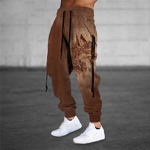 

Men's Sweatpants Joggers Trousers Drawstring Elastic Waist Ribbon Graphic Prints Comfort Breathable Sports Outdoor Casual Daily Cotton Blend Terry Streetwear Designer Brown Micro-elastic / Elasticity