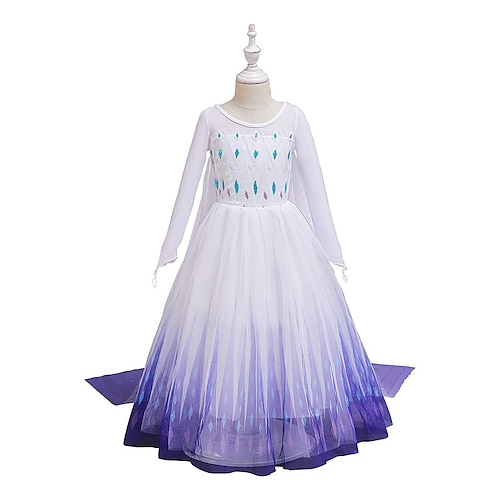 

Kids Little Girls' Frozen Elsa Costume Dress Cartoon A Line Dress Performance Party White Maxi Long Sleeve Princess Beautiful Dresses Fall Winter Regular Fit 3-10 Years