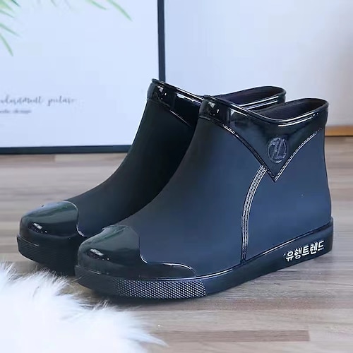 

Women's Rain Boots Outdoor Booties Ankle Boots Chunky Heel Round Toe Elegant Minimalism PVC Loafer Solid Colored 668 khaki (without velvet) 688 purple (without velvet) 2088 apricot (without velvet)