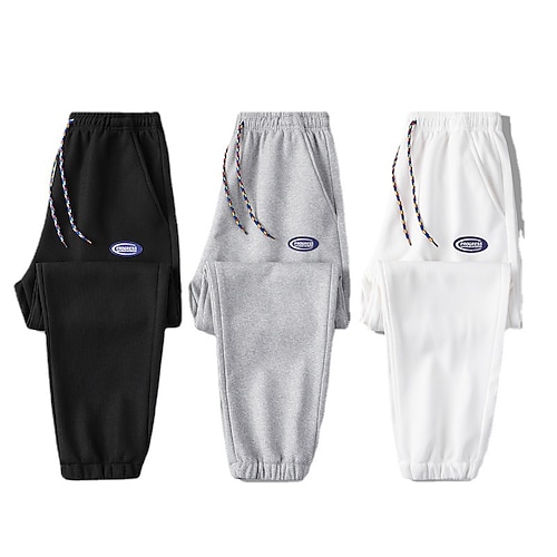 

Men's Sweatpants Joggers Trousers Winter Pants Casual Pants Drawstring Elastic Waist Solid Color Comfort Warm Casual Daily Streetwear Sports Fashion Loose Fit White Black Micro-elastic / Elasticity