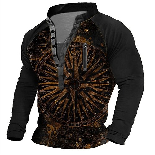 

Men's Unisex Sweatshirt Pullover Button Up Hoodie Standing Collar Geometric Graphic Prints Zipper Print Casual Daily Sports 3D Print Streetwear Designer Casual Clothing Apparel Hoodies Sweatshirts