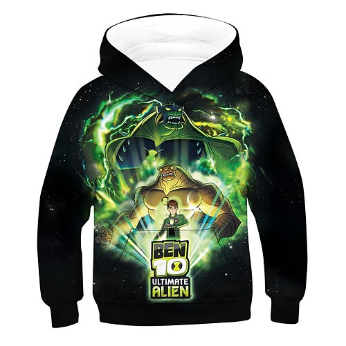 

Kids Boys Hoodie Graphic Outdoor 3D Print Long Sleeve Pocket Fashion 3-12 Years Winter Green