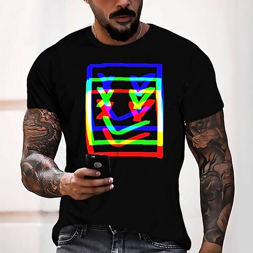 

Men's T shirt Tee Tee Graphic Round Neck Black Short Sleeve 3D Print Casual Daily 3D Print Tops Fashion Cool Designer Comfortable / Summer / Summer