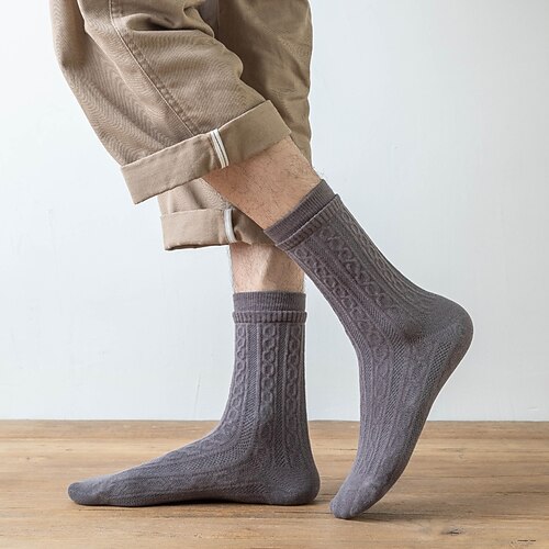 

Men's Crew Socks Solid Color Cotton Basic Warm Casual 3 Pairs