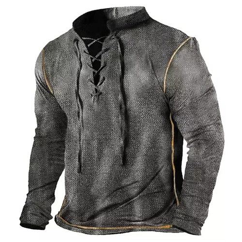 

Men's Unisex Sweatshirt Pullover Gray Standing Collar Graphic Prints Lace up Print Sports & Outdoor Daily Sports 3D Print Designer Casual Big and Tall Spring & Fall Clothing Apparel Hoodies