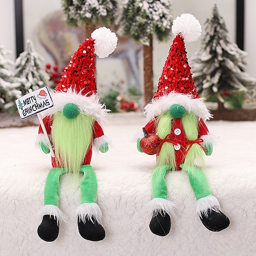 

Christmas decorations Couple Glitch leggy figure sitting pose faceless doll Forester window dressing