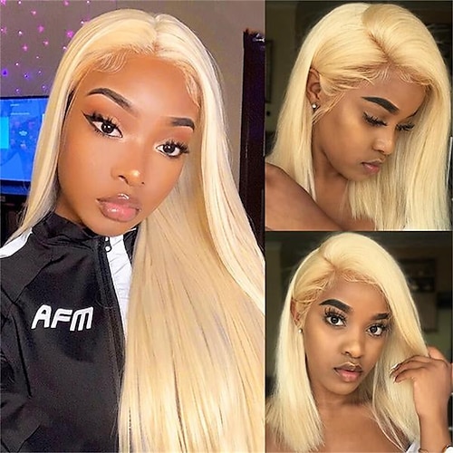 

613 Glueless 13x4 Lace Front Wig Human Hair Wigs HD Transparent Blonde Straight Frontal Wig