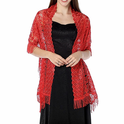 

Women's Women's Shawls & Wraps Party Wedding Cocktail Party Fuchsia Black White Scarf Embroidered