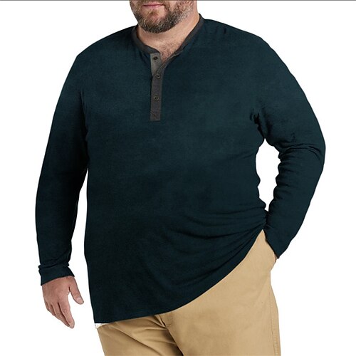 

Per uomo Plus Size maglietta Grande e alto Tinta unita Girocollo Primavera & Autunno Essenziale Sportivo Originale Taglia forte Esterno Strada Top