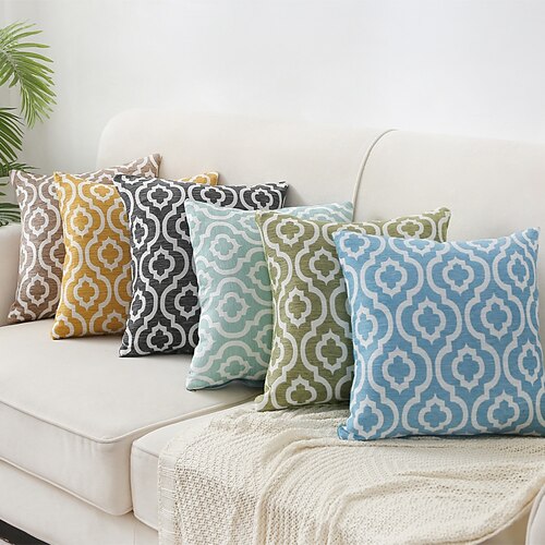 

Geometric Jacquard Chenille Pillow Cover for Living Room Sofa Home Chair Bedroom