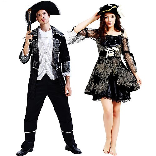 

Cosplay Pirate Tenue Déguisements de couple Unisexe Cosplay de Film Cosplay Fête costumée Noir Costume Halloween Carnaval Mascarade Polyester