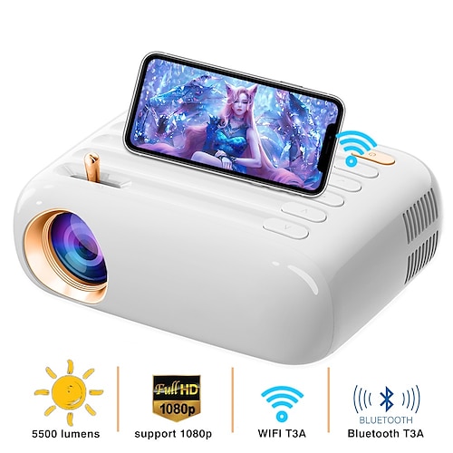 

Mini WiFi Projector HD Movie Projector with Synchronize Smartphone Screen Support 1080P Video Projector for Home Theater Compatible with iOS/Android/TV Stick and HDMI USB VGA