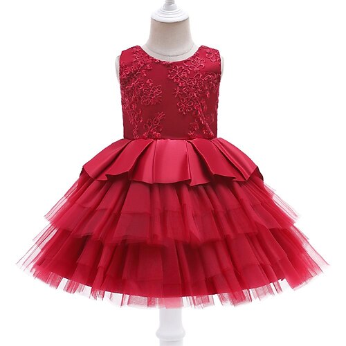 

Bambino (1-4 anni) Da ragazza Vestito Tinta unita Abito in tulle Al ginocchio Vestito Feste Con fiocco Senza maniche stile sveglio Vestito 2-6 anni Primavera Blu Rosa Rosso