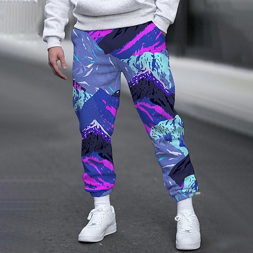 

Men's Sweatpants Joggers Trousers Drawstring Side Pockets Elastic Waist Graphic Prints Comfort Breathable Sports Outdoor Casual Daily Streetwear Designer Blue Micro-elastic / Elasticity