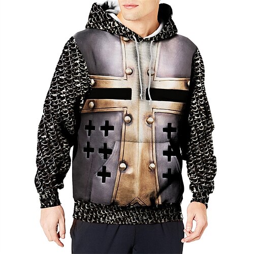 

Men's Unisex Pullover Hoodie Sweatshirt Black Hooded Knights Templar Graphic Prints Cross Print Daily Sports 3D Print Streetwear Designer Casual Spring & Fall Clothing Apparel Hoodies Sweatshirts