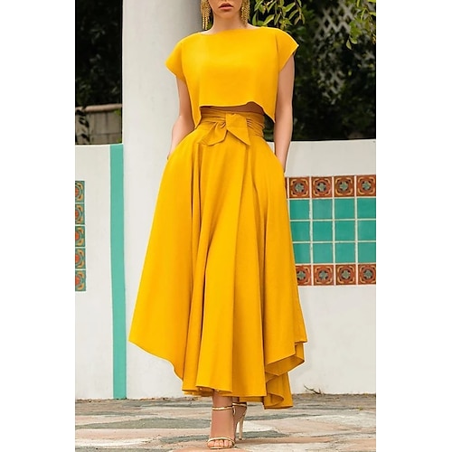 Womens New Medium Yellow Floral Skirt Ruffle High Low Long Cute | eBay