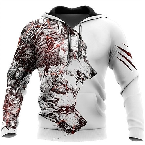 

Men's Unisex Pullover Hoodie Sweatshirt Hooded Animal Patterned Graphic Prints Print Daily Sports 3D Print Streetwear Designer Casual Clothing Apparel Hoodies Sweatshirts Long Sleeve White